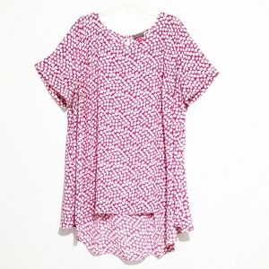 Vince Camuto Falling Cubes Magenta Hi-Low Tee 3X